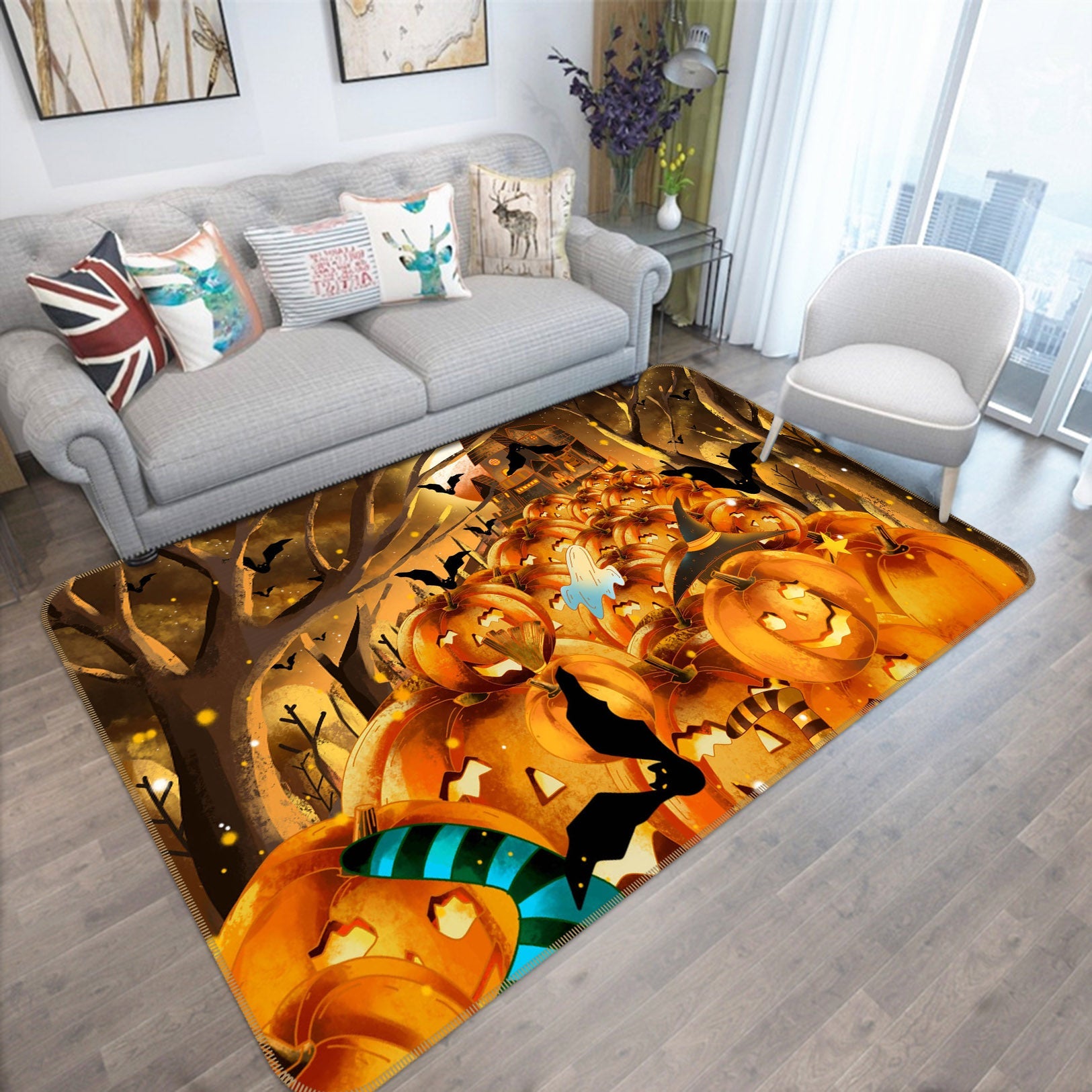 3D Castle Pumpkin Festival 208 Halloween Non Slip Rug Mat Mat AJ Creativity Home