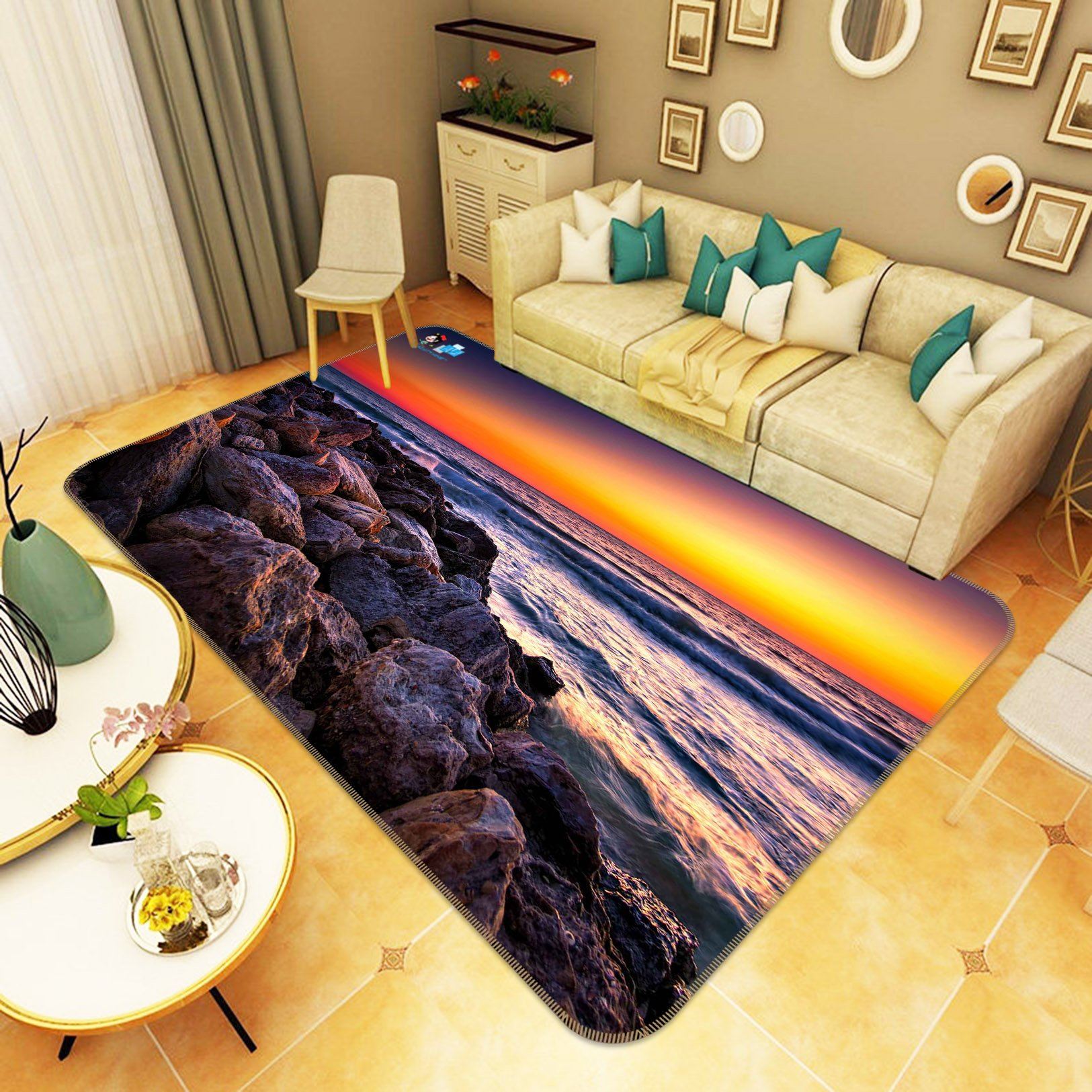 3D Stunning Sea Sunset 220 Non Slip Rug Mat Mat AJ Creativity Home