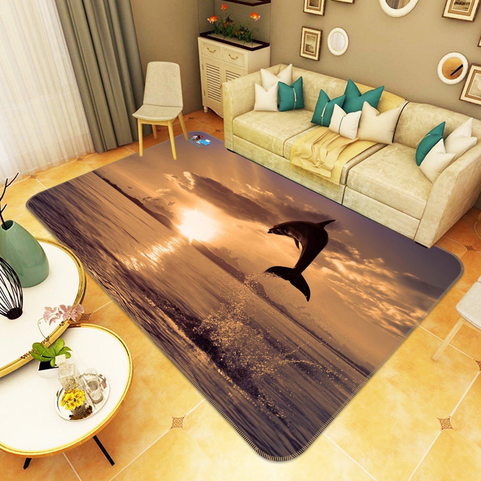 3D Dusk Dolphin 630 Non Slip Rug Mat Mat AJ Creativity Home