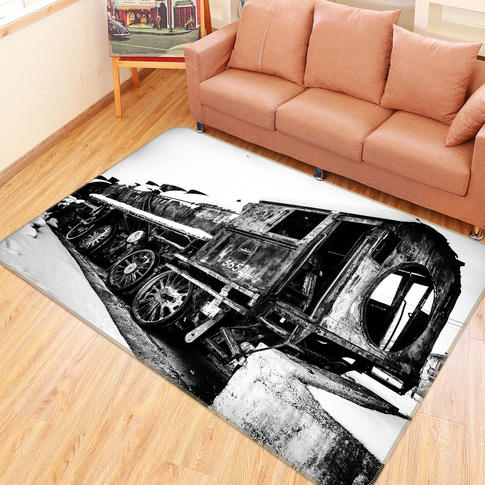 3D Black Gray Train 68041 Vehicle Non Slip Rug Mat