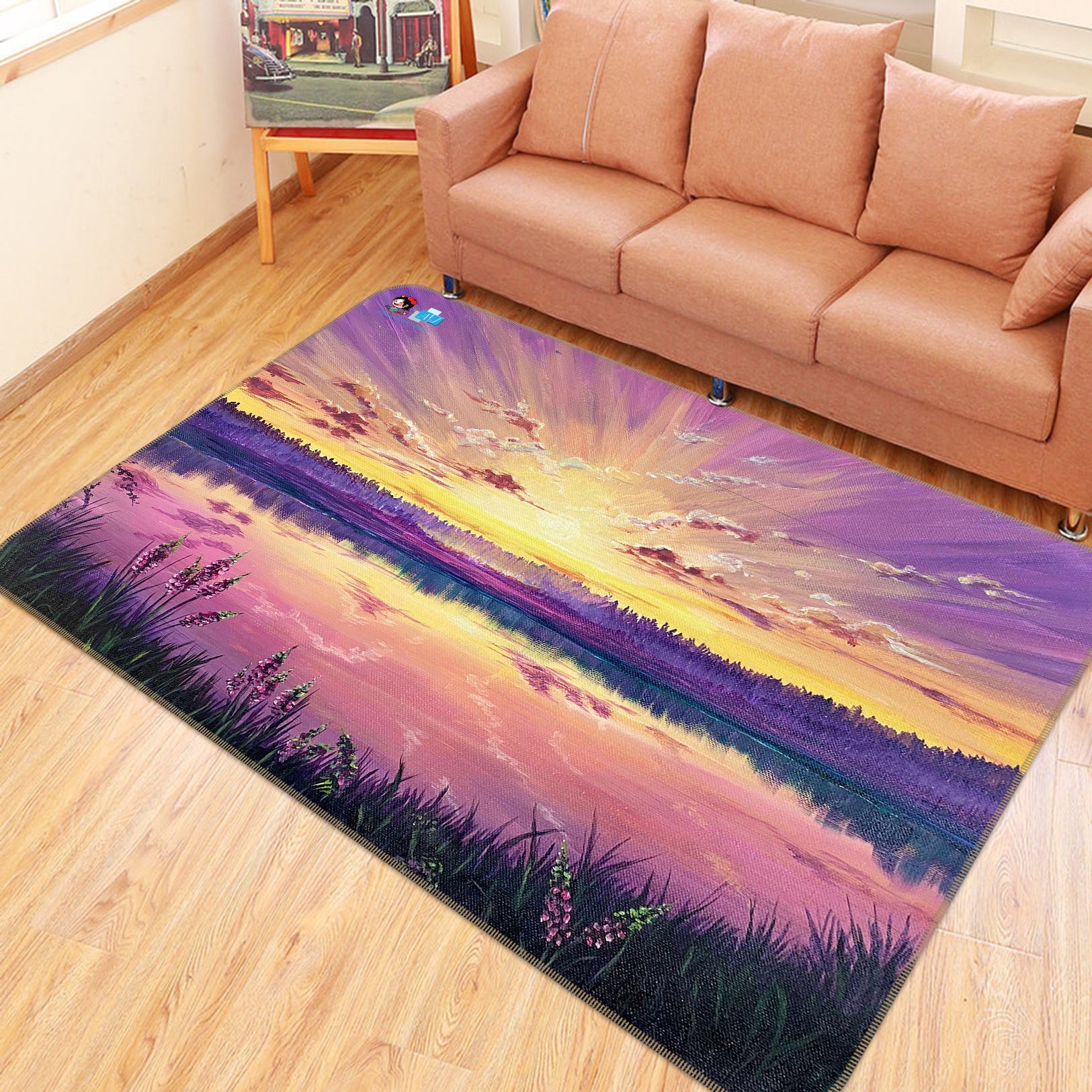 3D Sunrise Sky Lake 1887 Marina Zotova Rug Non Slip Rug Mat