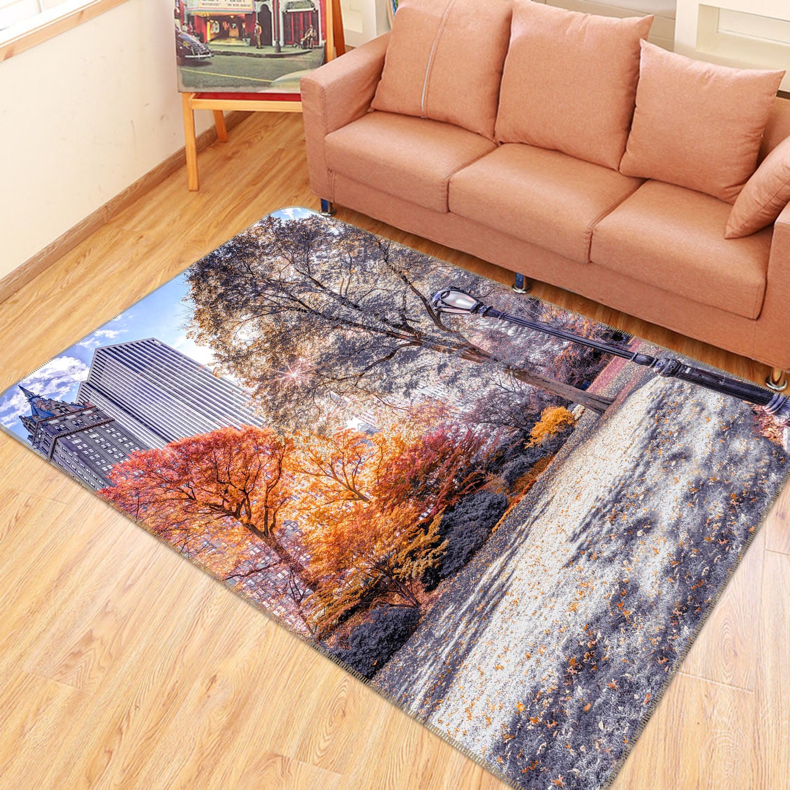 3D New York Park 184 Assaf Frank Rug Non Slip Rug Mat