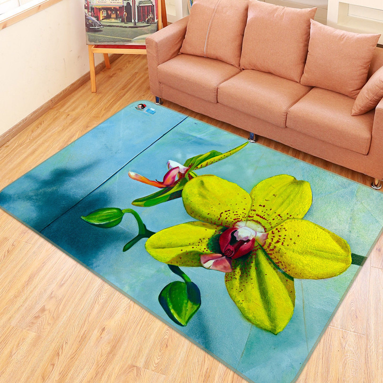 3D Yellow Flowers 11147 Matthew Holden Bates Rug Non Slip Rug Mat