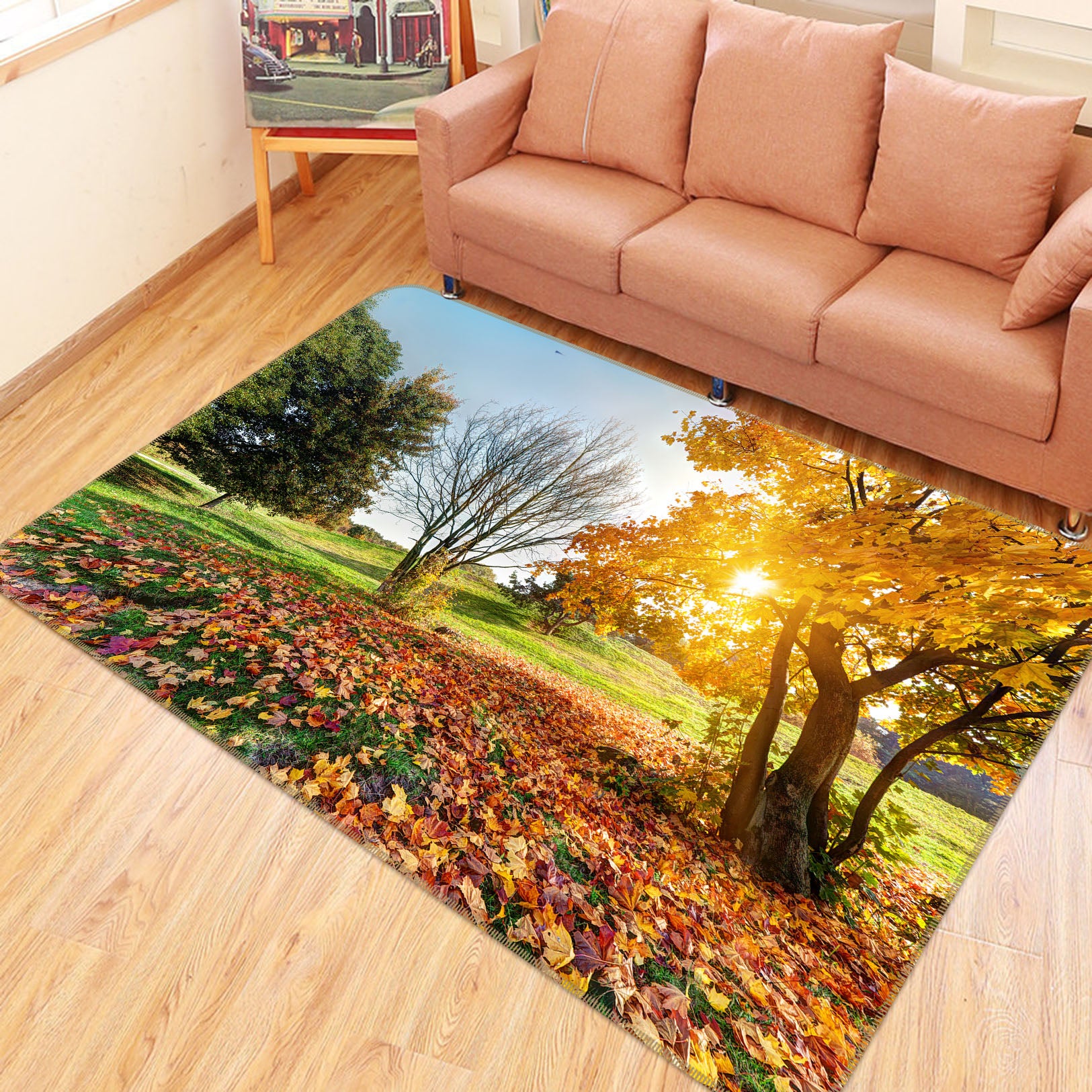 3D Tree Leaves 29122 Non Slip Rug Mat