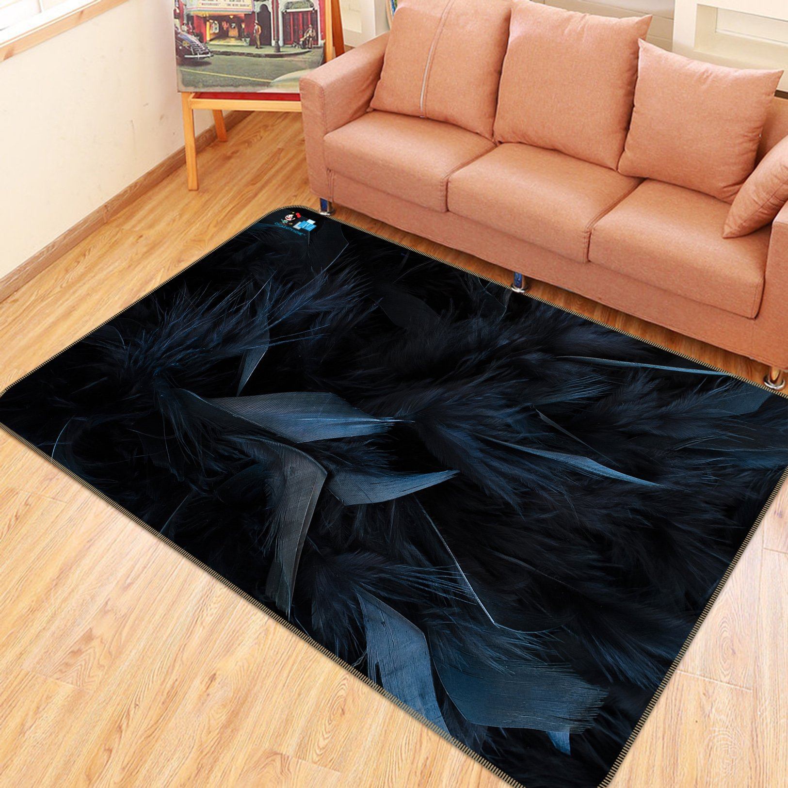 3D Dark Feather 5 Non Slip Rug Mat Mat AJ Creativity Home