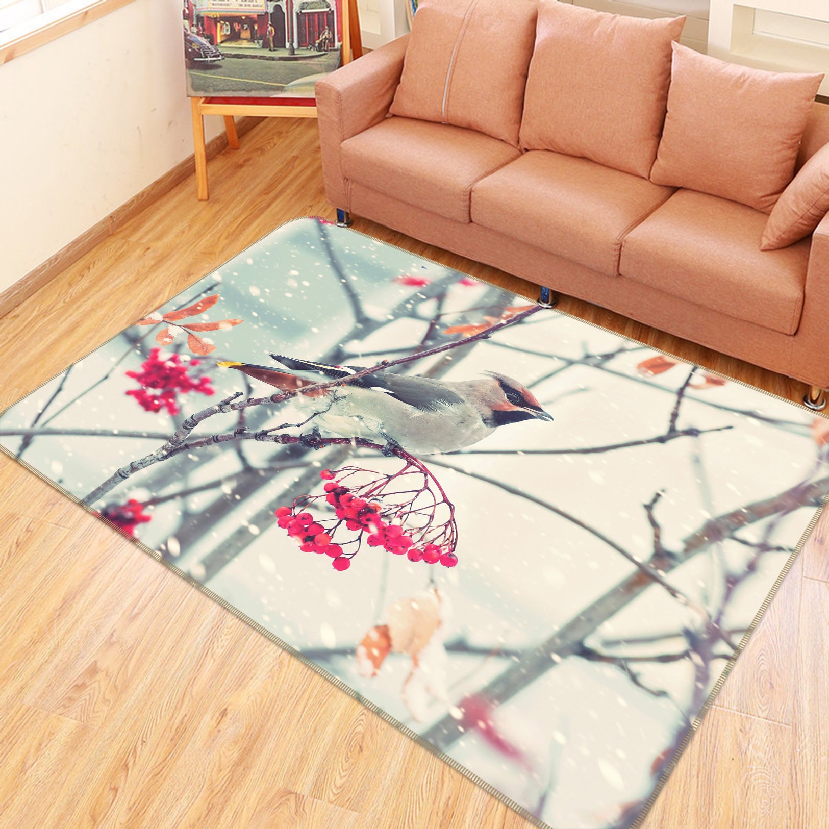 3D Bird Flower 047 Animal Non Slip Rug Mat