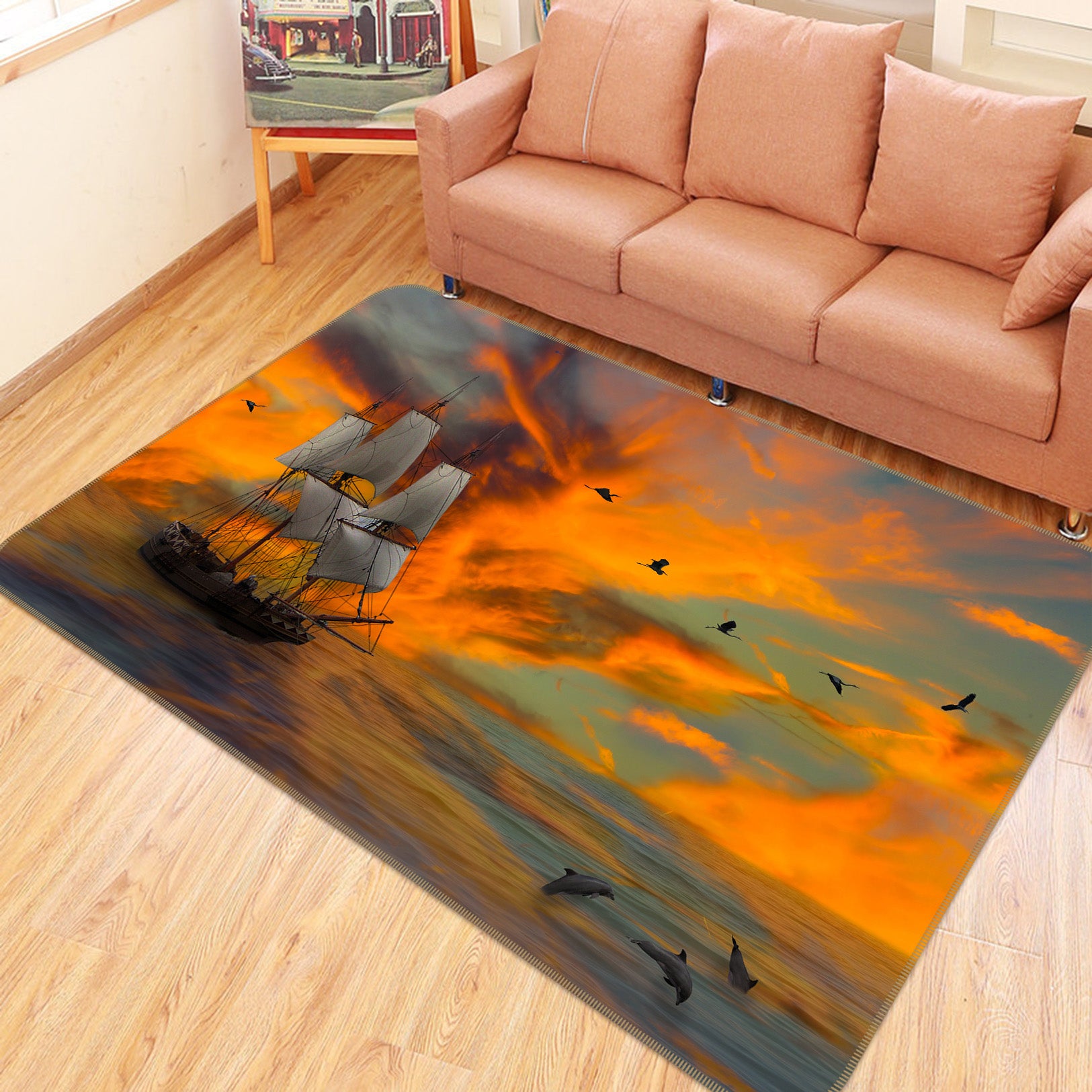 3D Sailboat 36201 Non Slip Rug Mat