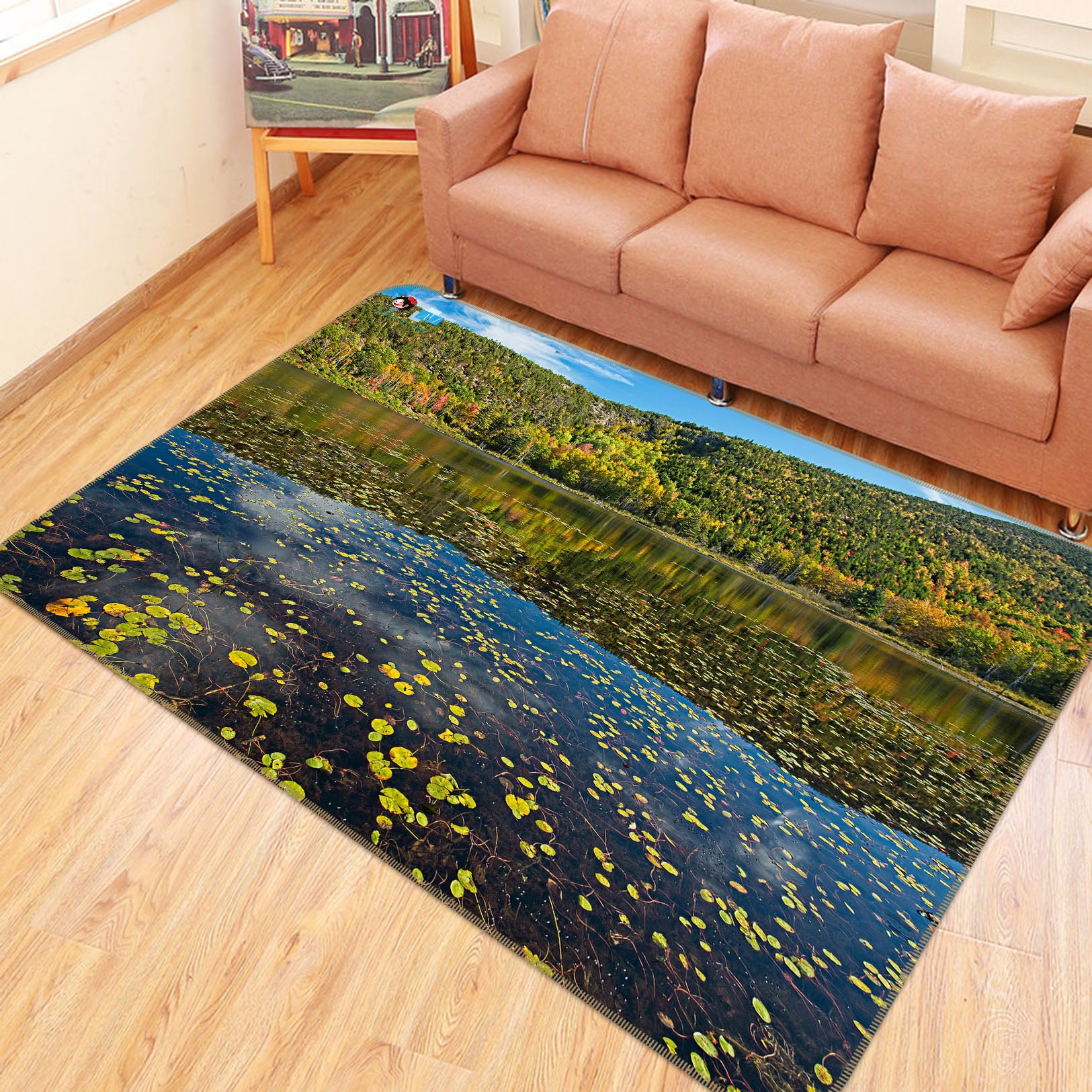 3D Lake Leaves 62054 Kathy Barefield Rug Non Slip Rug Mat