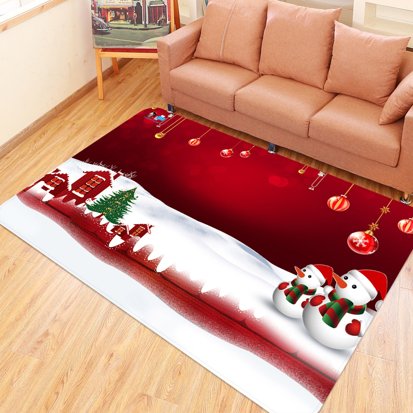 3D Snowman 65178 Christmas Non Slip Rug Mat Xmas
