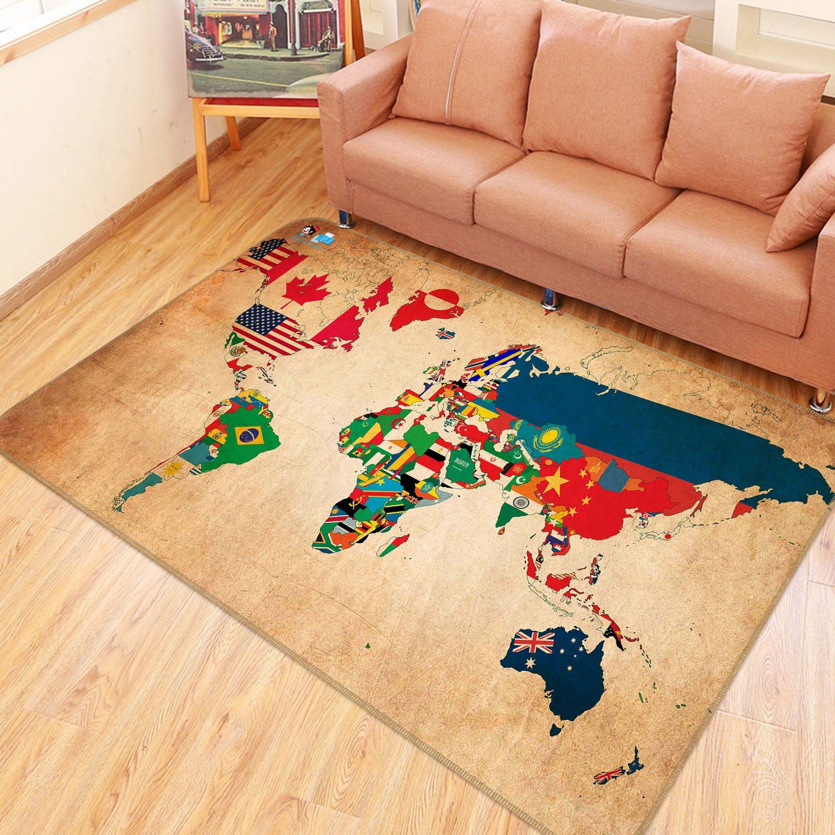3D Nostalgic Map 637 Non Slip Rug Mat Mat AJ Creativity Home