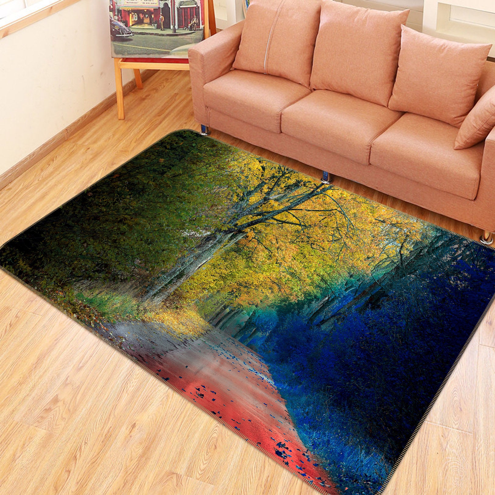 3D Trees Street 35093 Non Slip Rug Mat