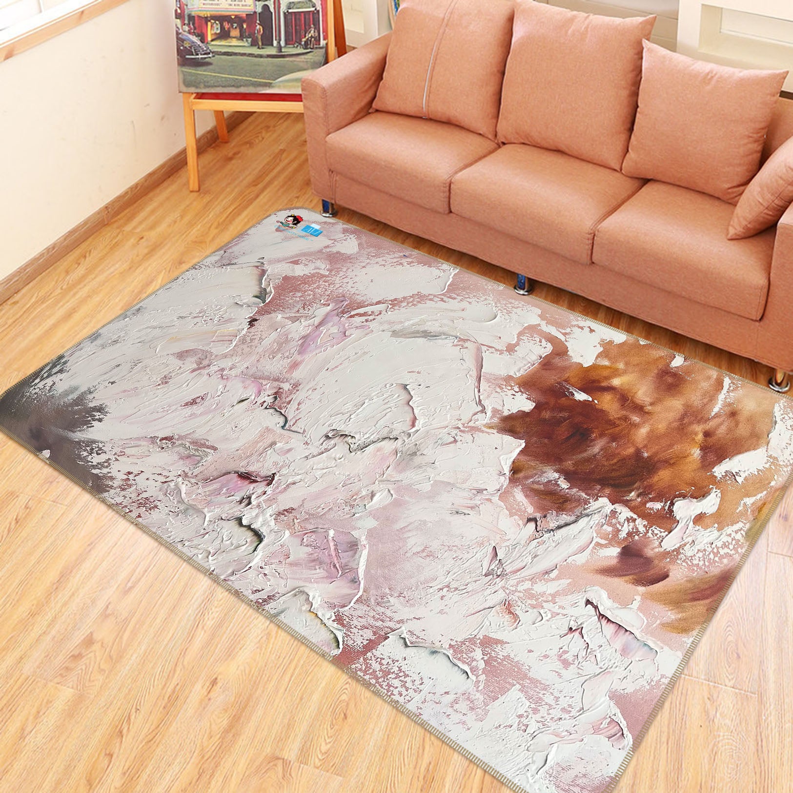 3D Paint Flower 4104 Skromova Marina Rug Non Slip Rug Mat