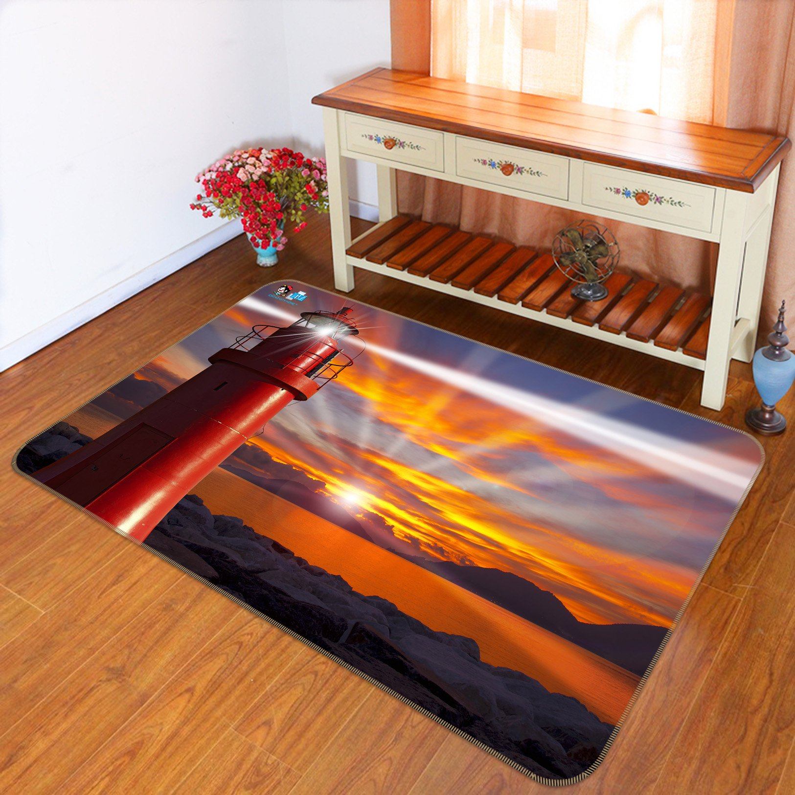 3D Sunset Lighthouse 420 Non Slip Rug Mat Mat AJ Creativity Home