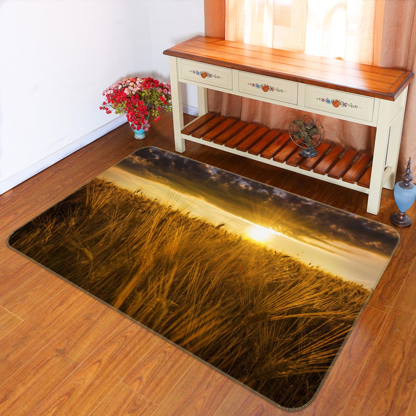 3D Sunset Steppe 1091 Marco Carmassi Rug Non Slip Rug Mat Mat AJ Creativity Home