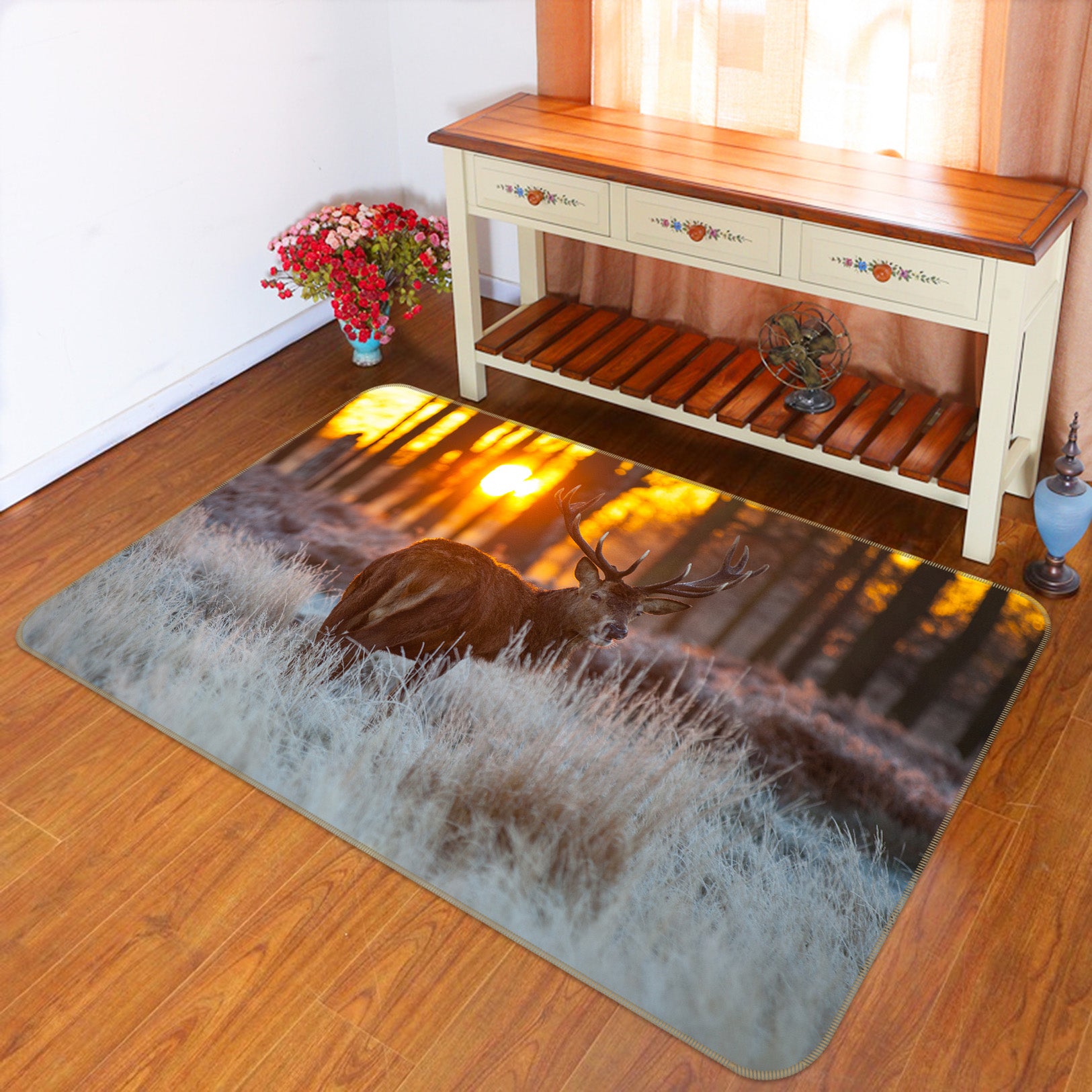 3D Deer Forest 68169 Animal Non Slip Rug Mat