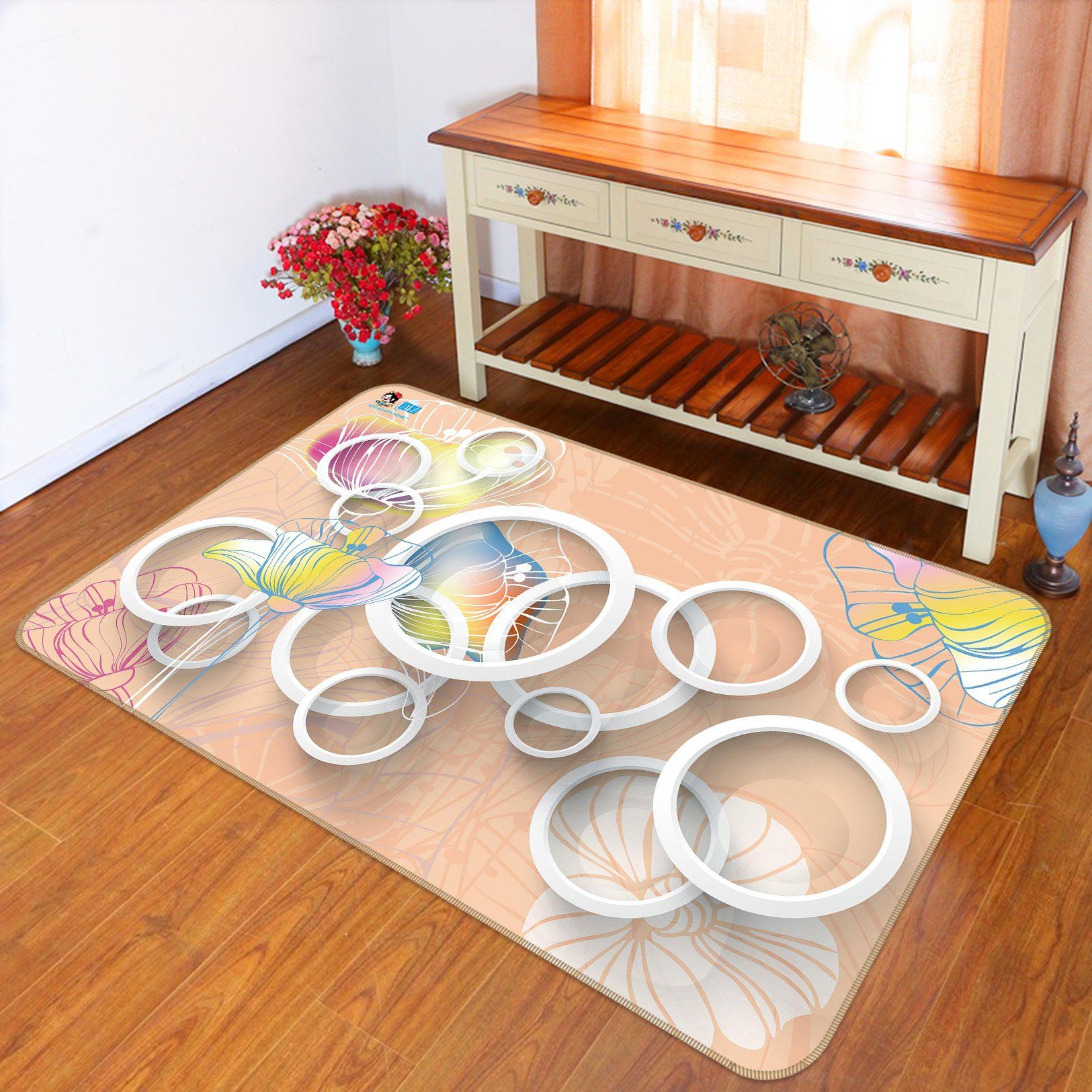 3D Circular Pattern 500 Non Slip Rug Mat Mat AJ Creativity Home