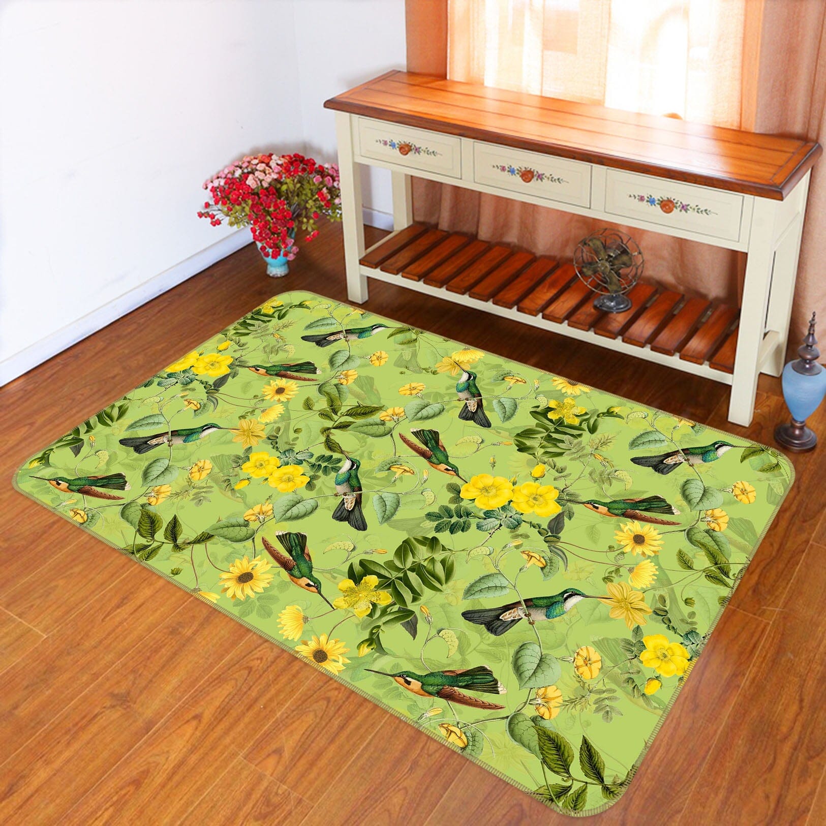 3D Yellow Flowers 137 Uta Naumann Rug Non Slip Rug Mat Mat AJ Creativity Home