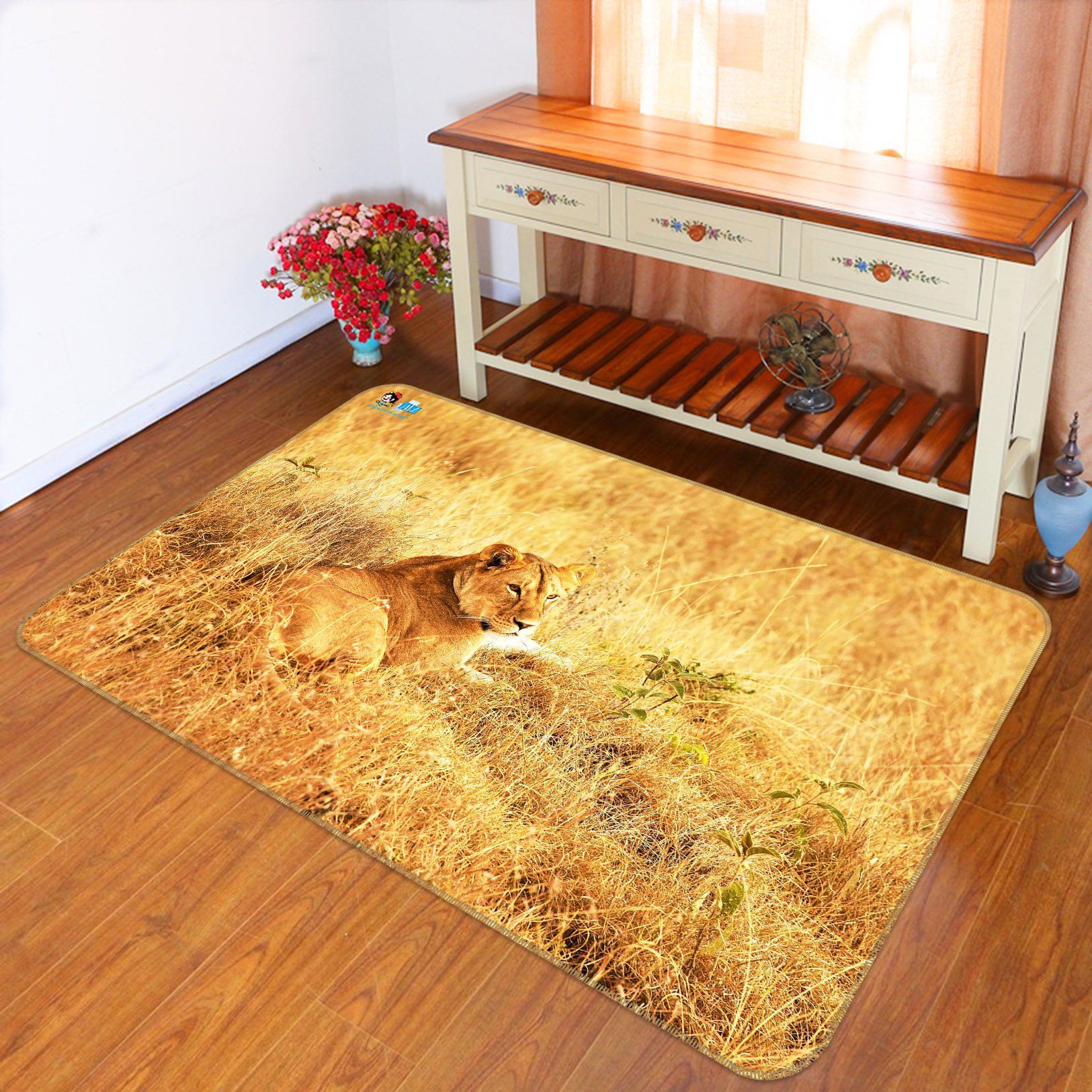3D Lion Resting 407 Non Slip Rug Mat Mat AJ Creativity Home