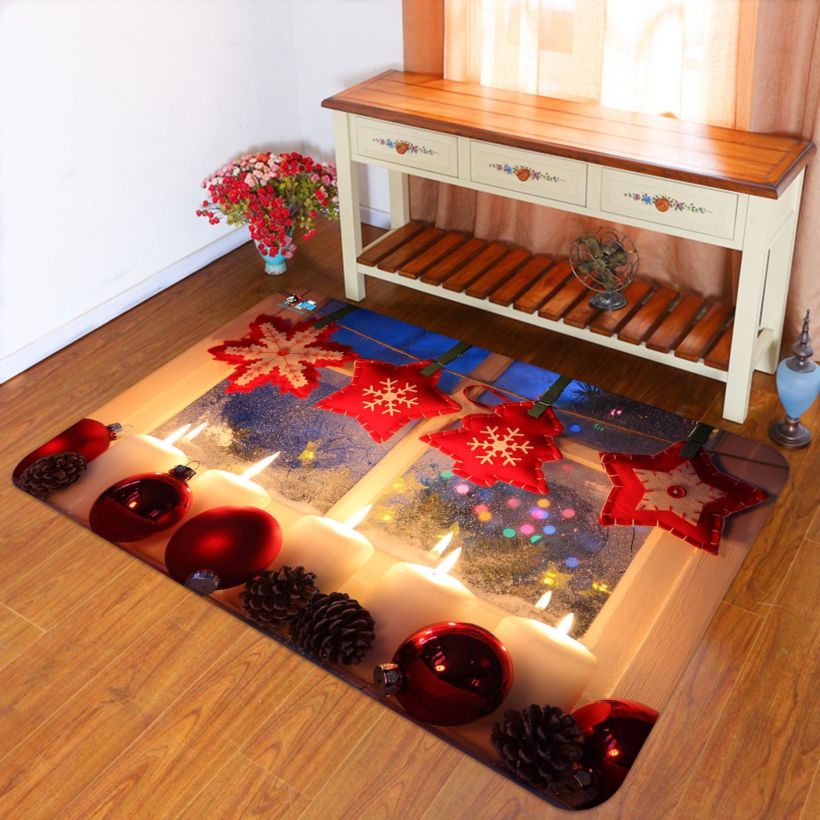 3D Hanging Ornament Candlelight 041 Non Slip Rug Mat Mat AJ Creativity Home