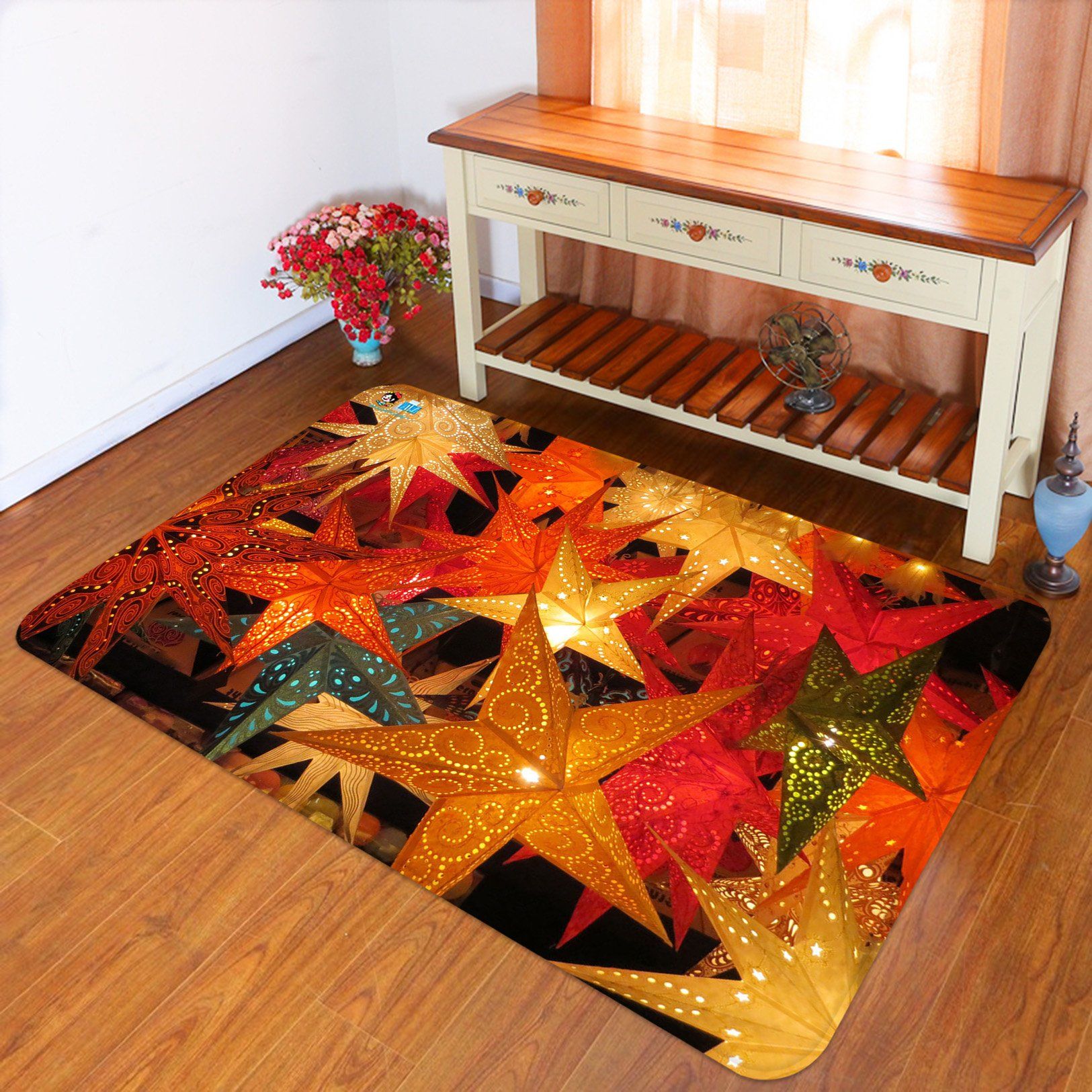 3D Shining Pentagram 024 Non Slip Rug Mat Mat AJ Creativity Home