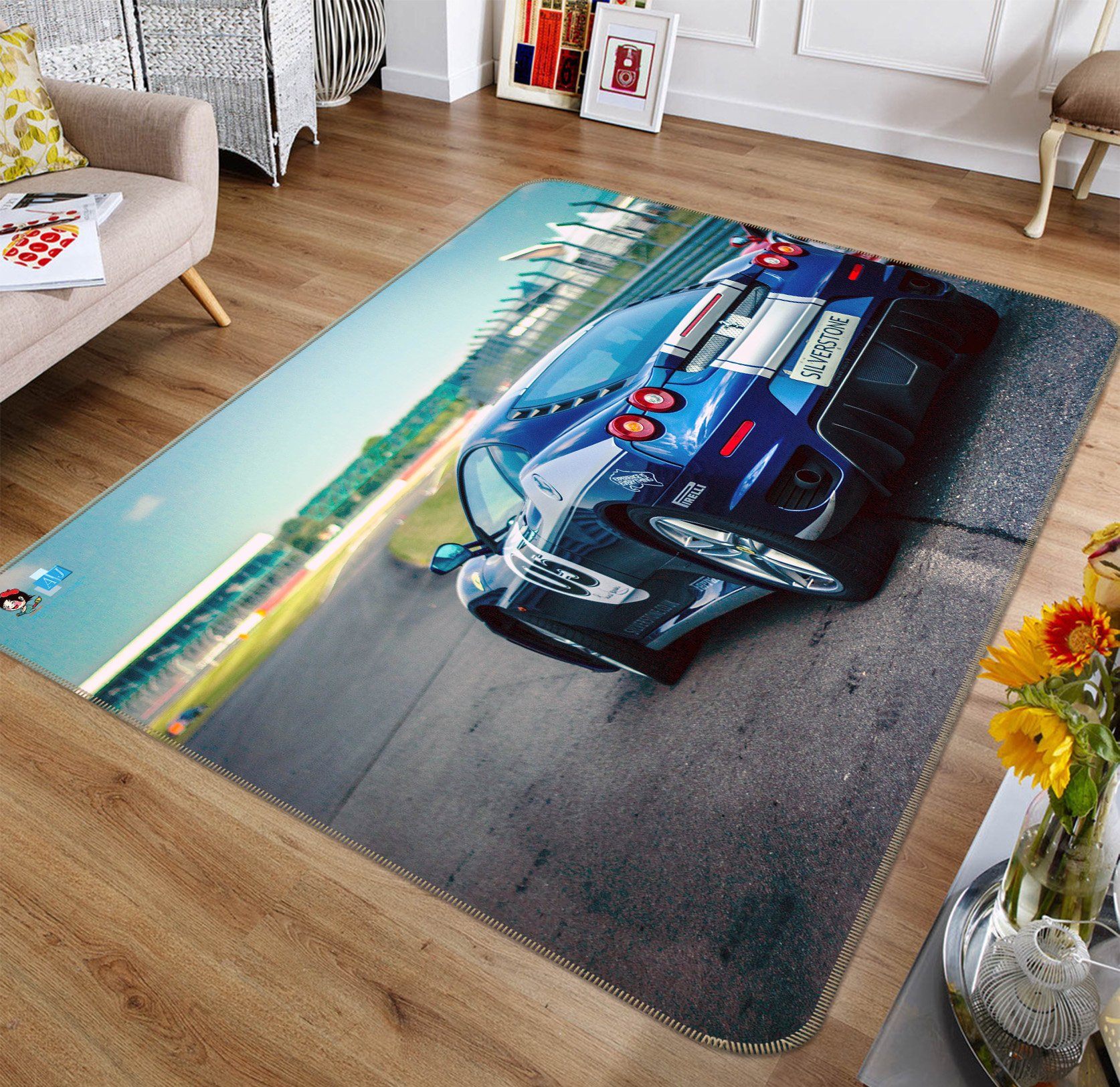 3D Blue Tail 234 Non Slip Rug Mat Mat AJ Creativity Home