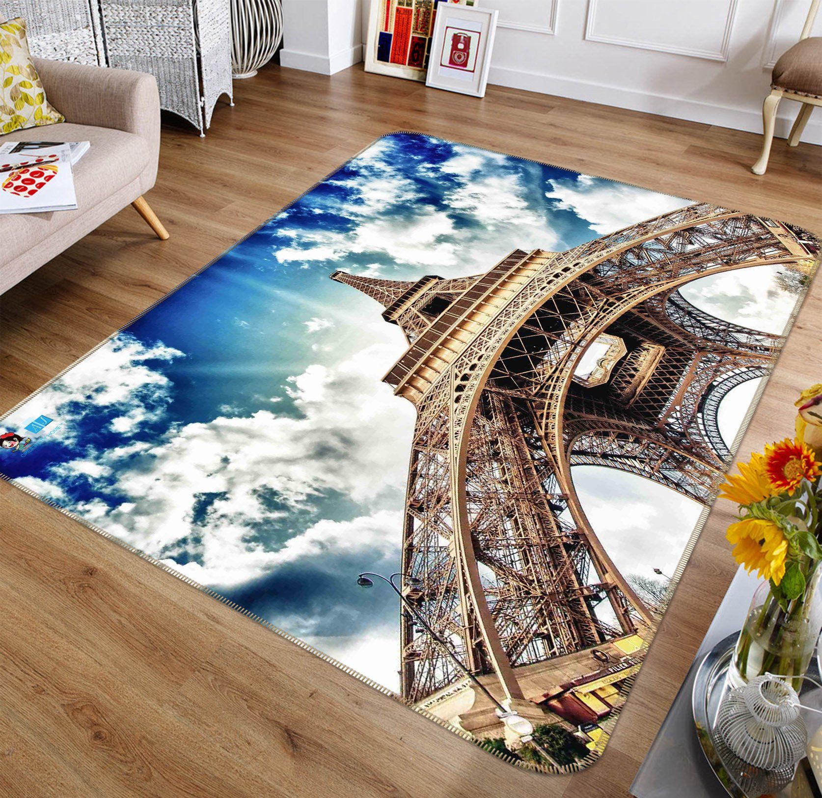 3D Grand Eiffel Tower 185 Non Slip Rug Mat Mat AJ Creativity Home