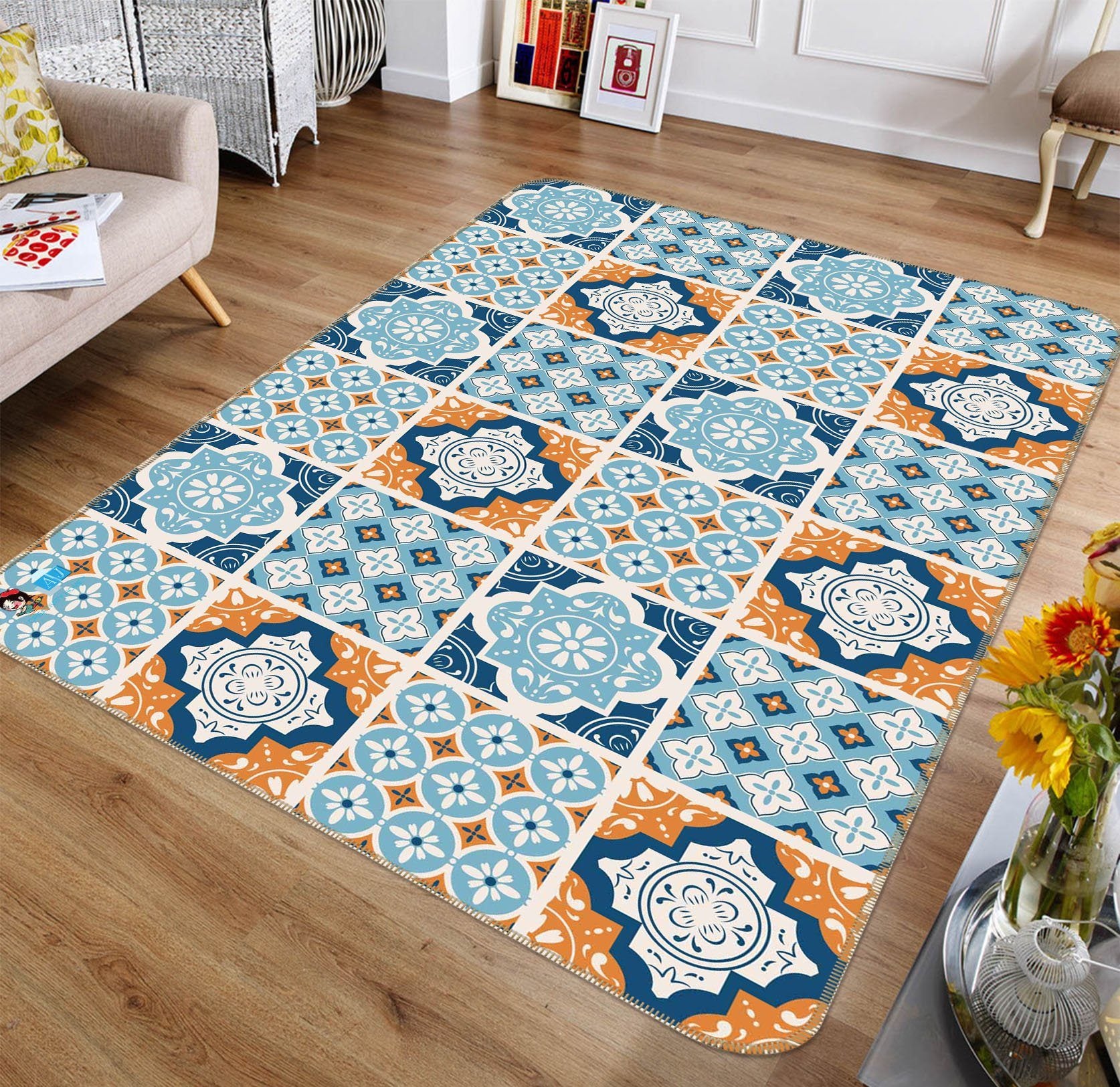 3D Square Pattern 088 Non Slip Rug Mat Mat AJ Creativity Home
