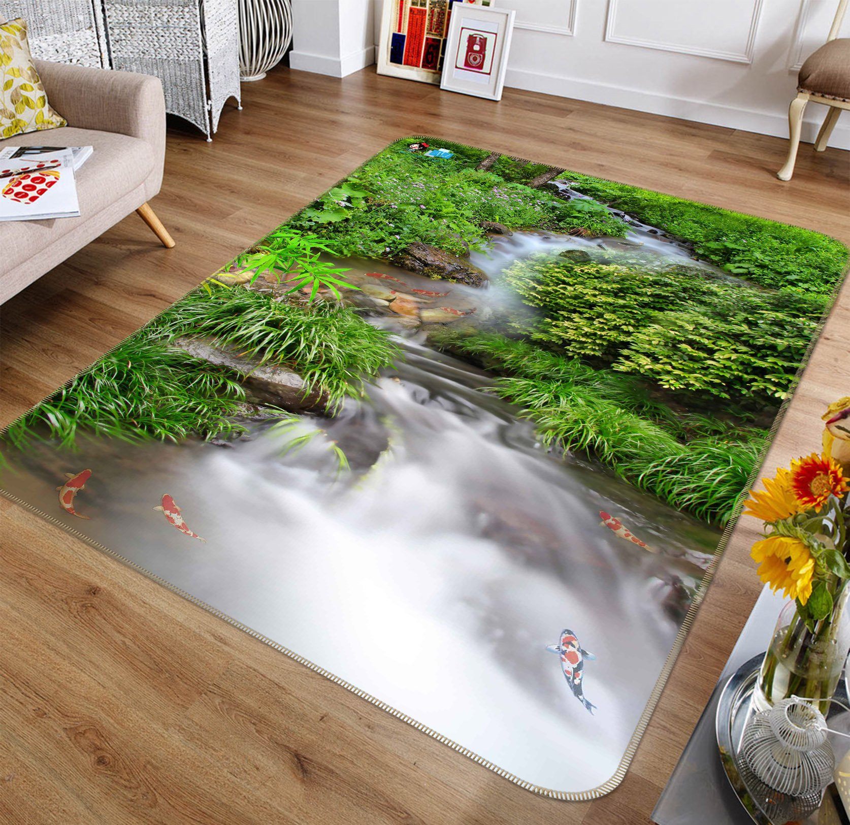 3D Stream Stone 012 Non Slip Rug Mat Mat AJ Creativity Home