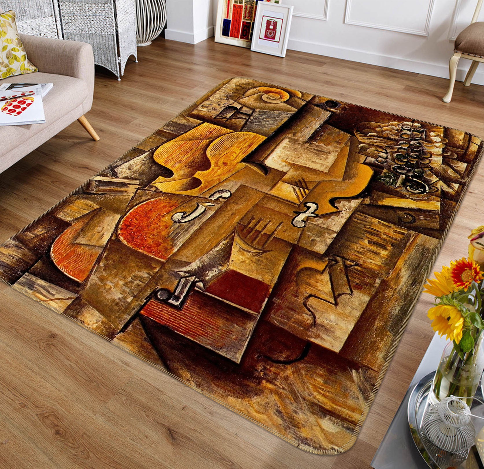 3D Violin 33186 Non Slip Rug Mat