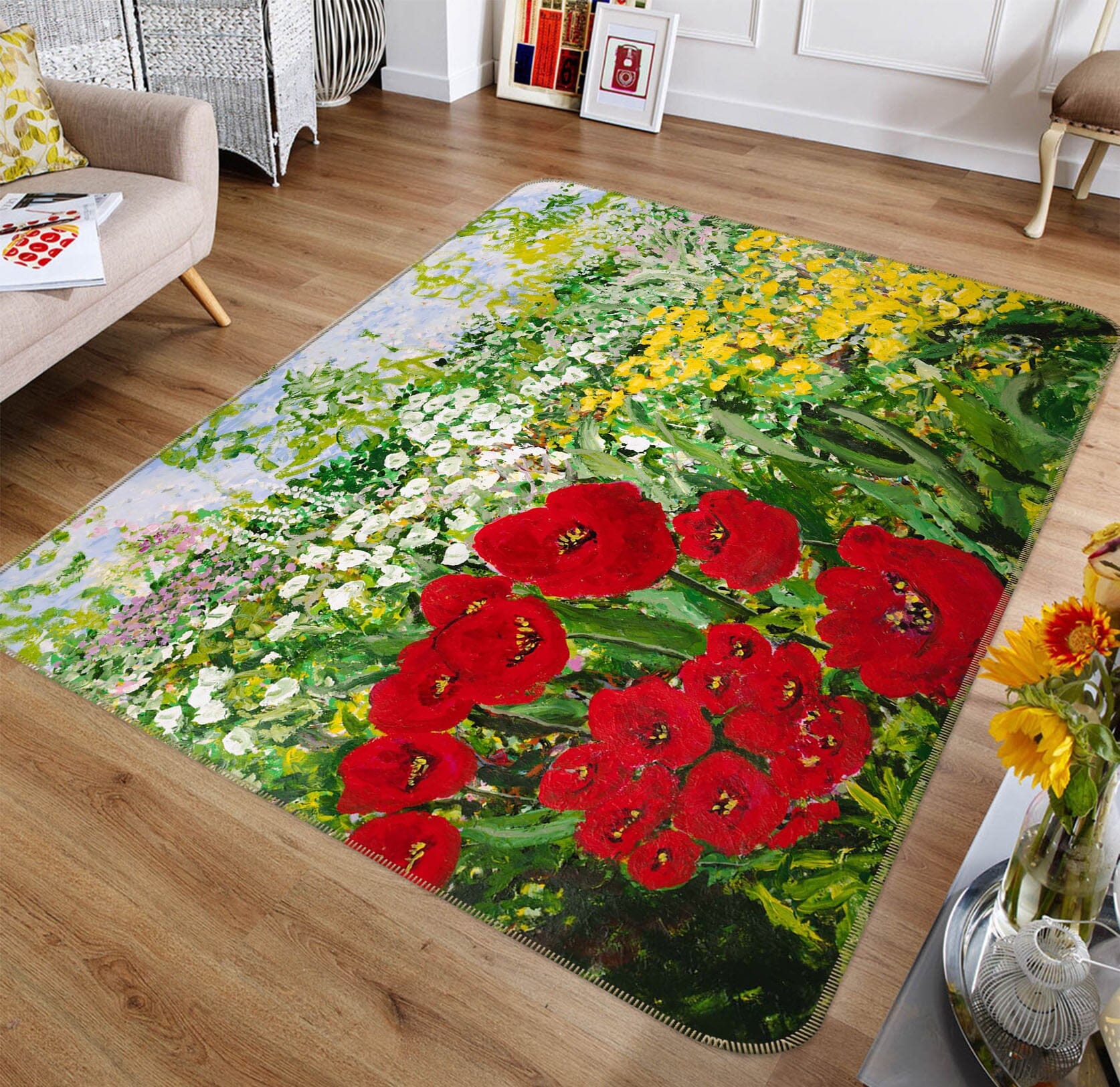 3D Valley Wildflowers 1125 Allan P. Friedlander Rug Non Slip Rug Mat Mat AJ Creativity Home