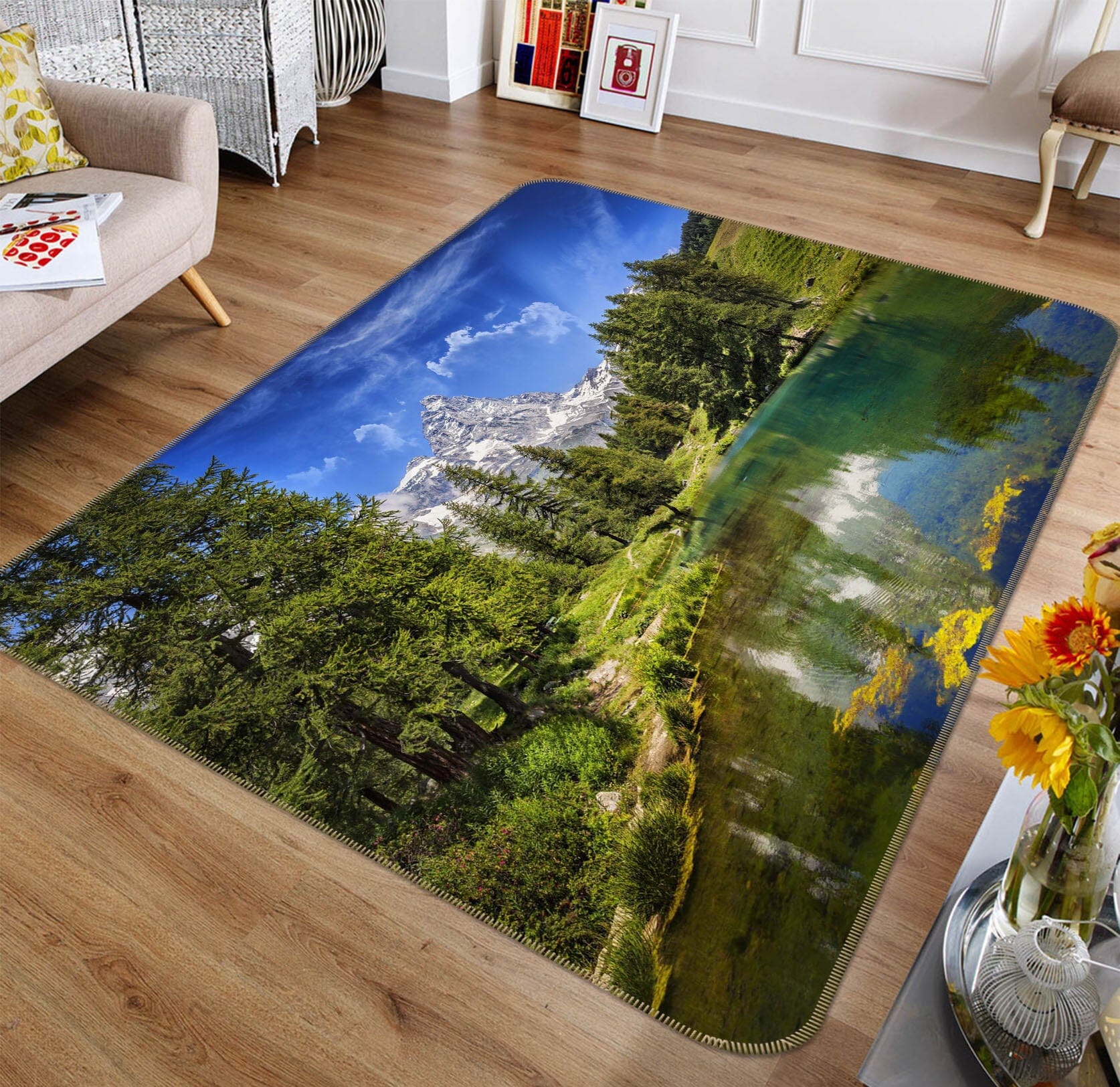 3D Forest Lake 1064 Marco Carmassi Rug Non Slip Rug Mat Mat AJ Creativity Home