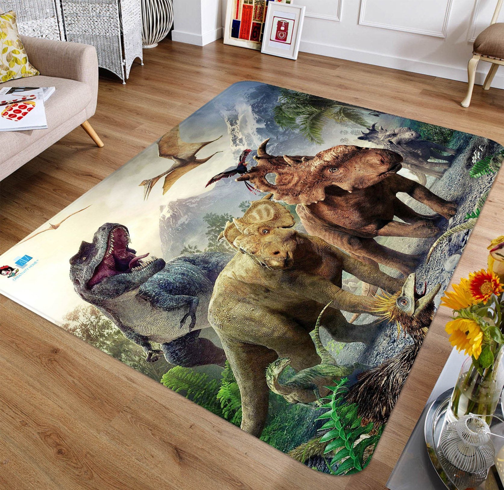3D Mountain Dinosaur Group 28 Non Slip Rug Mat Mat AJ Creativity Home