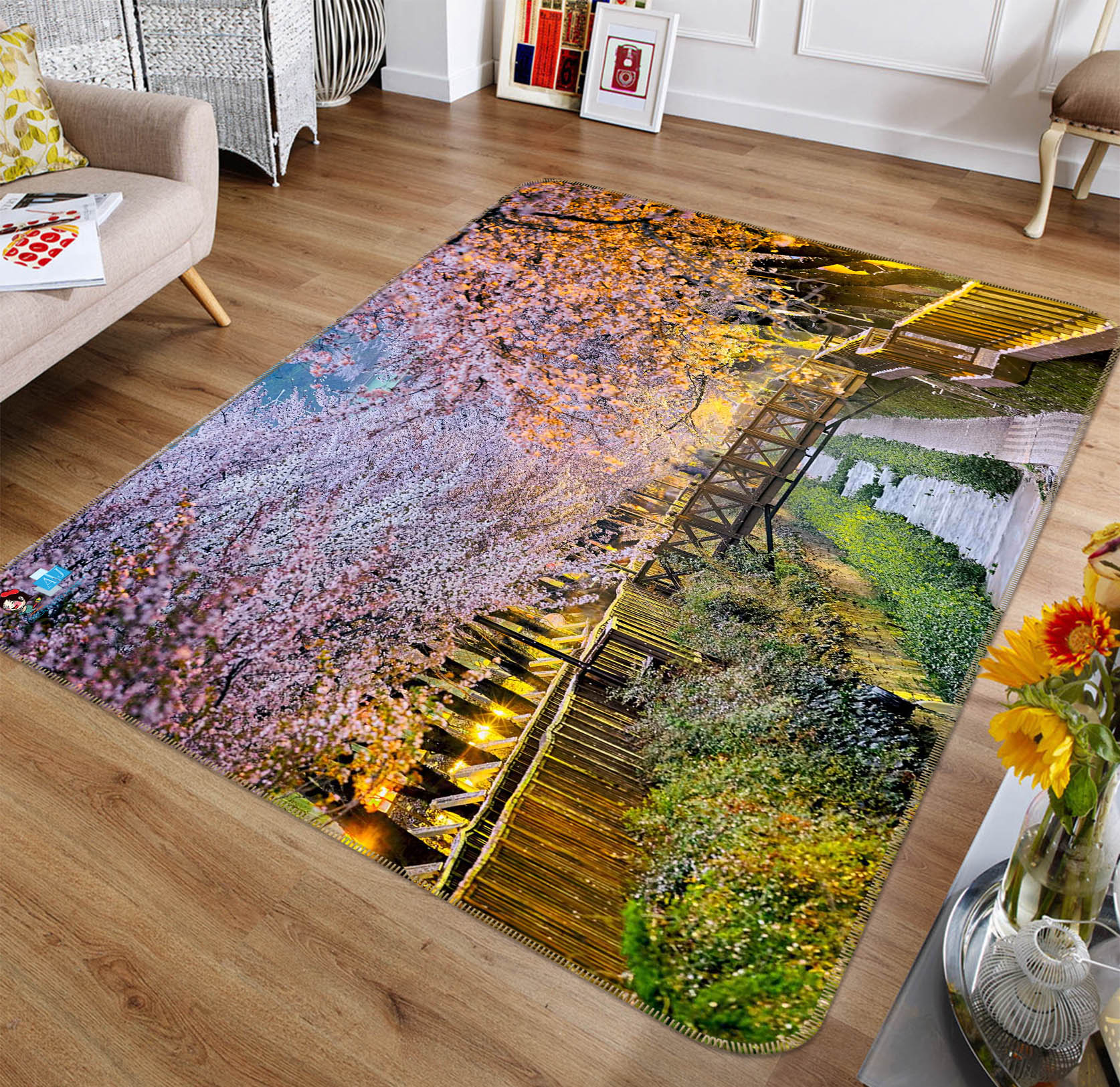 3D Cherry Tree 66058 Non Slip Rug Mat