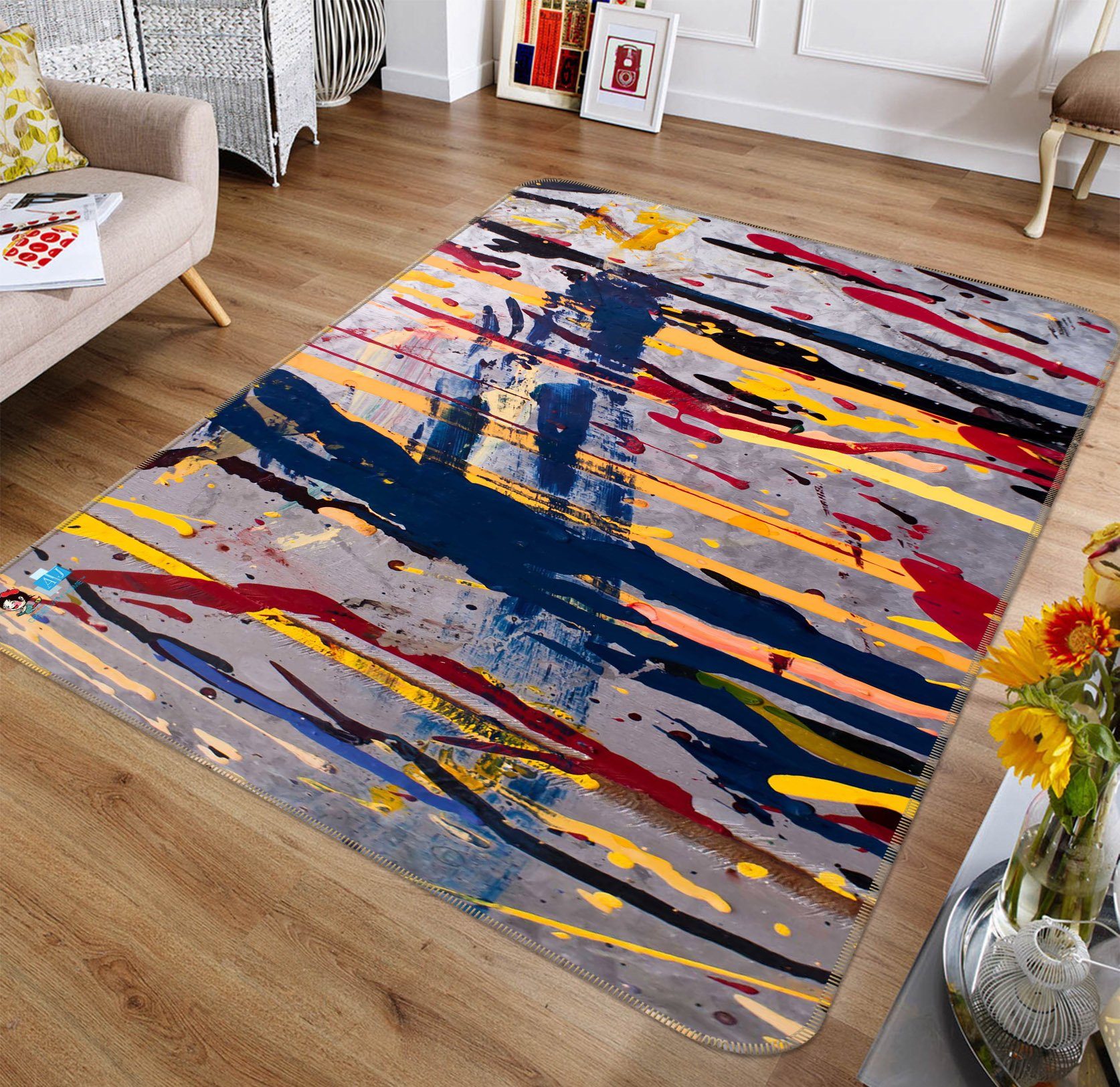 3D Random Color Lines 193 Non Slip Rug Mat Mat AJ Creativity Home