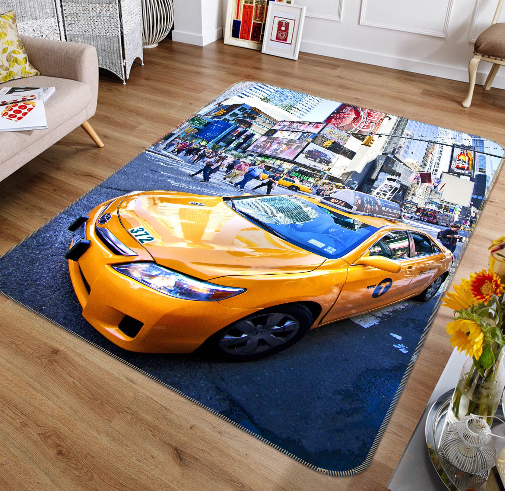 3D Taxi 42128 Vehicle Non Slip Rug Mat