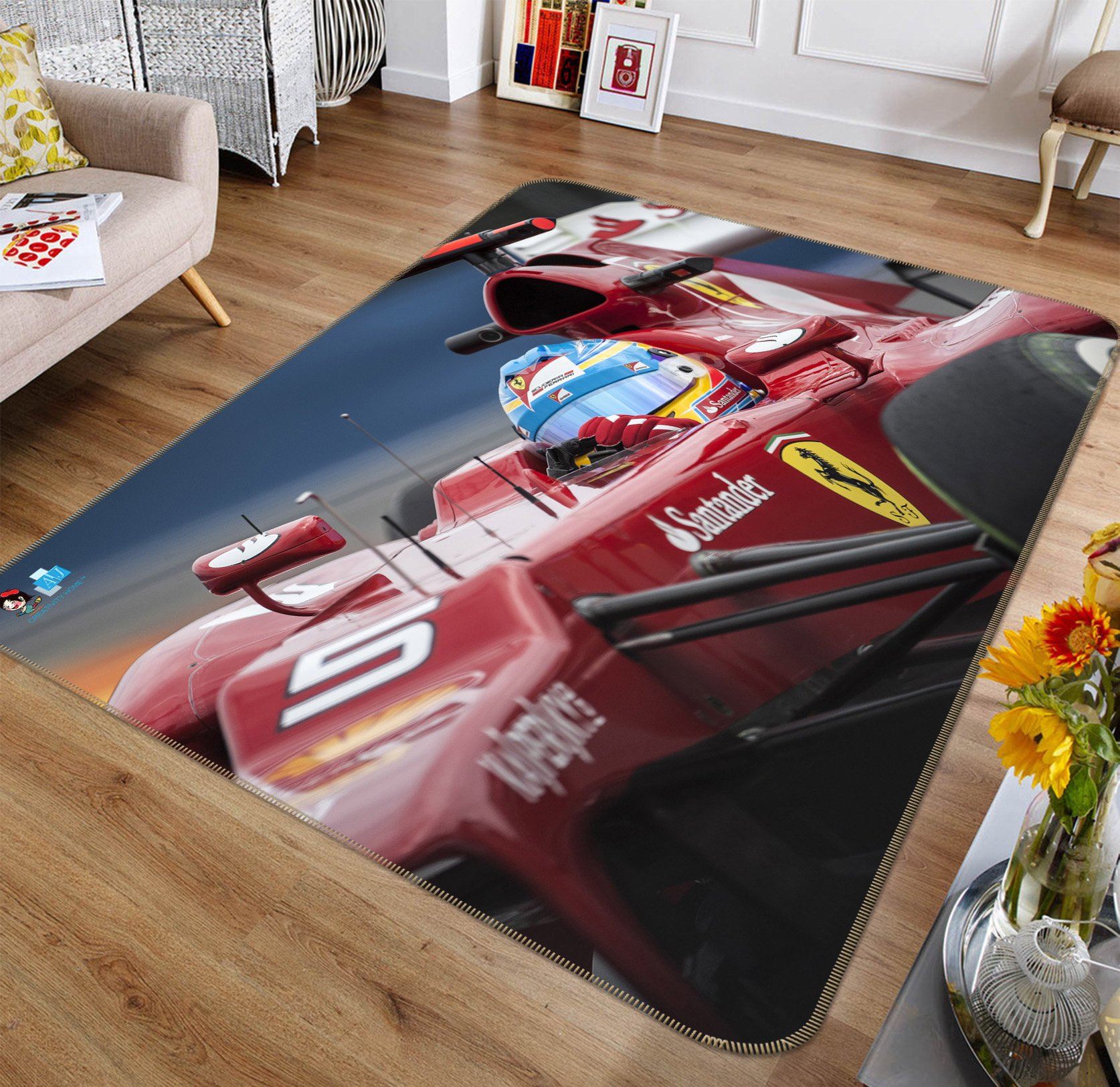 3D Race Car Driver 302 Non Slip Rug Mat Mat AJ Creativity Home