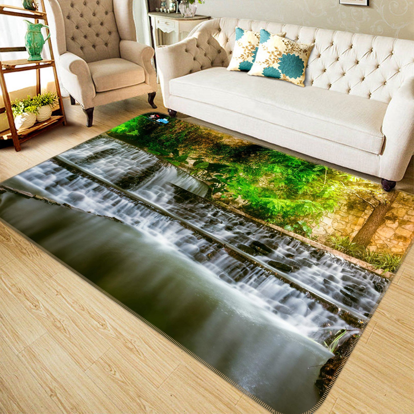 3D Waterfall Scenery 5150 Beth Sheridan Rug Non Slip Rug Mat
