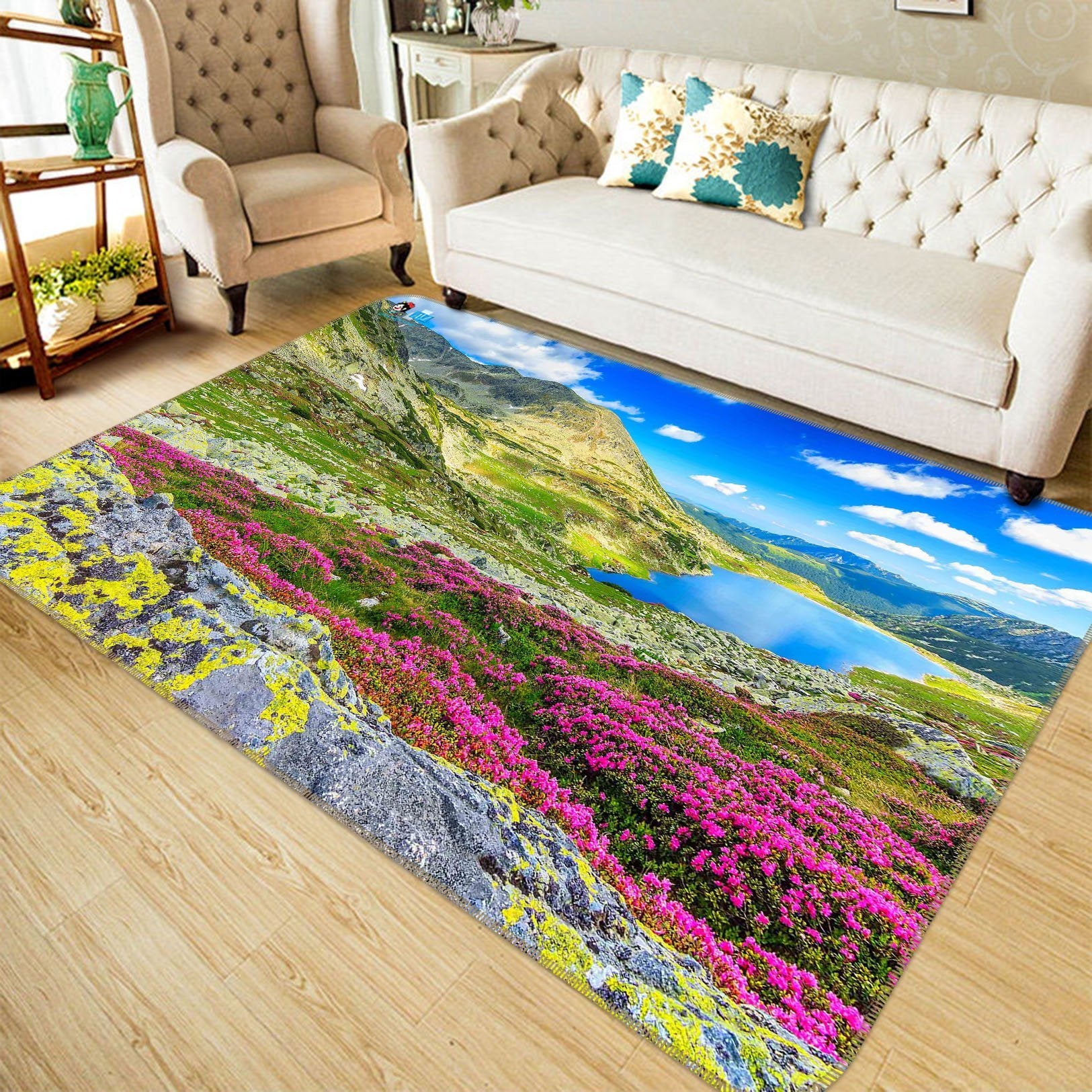 3D Flower Field Lake 377 Non Slip Rug Mat Mat AJ Creativity Home