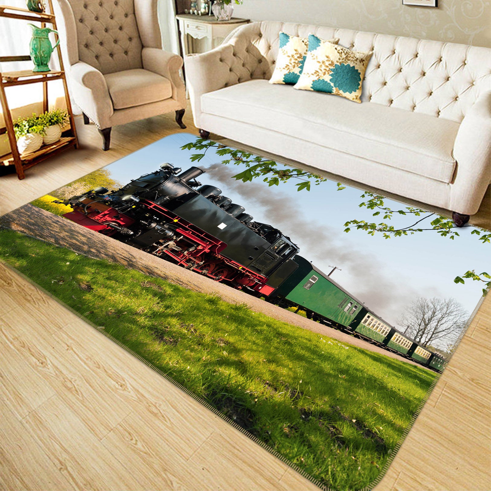 3D Train Meadow 68096 Vehicle Non Slip Rug Mat