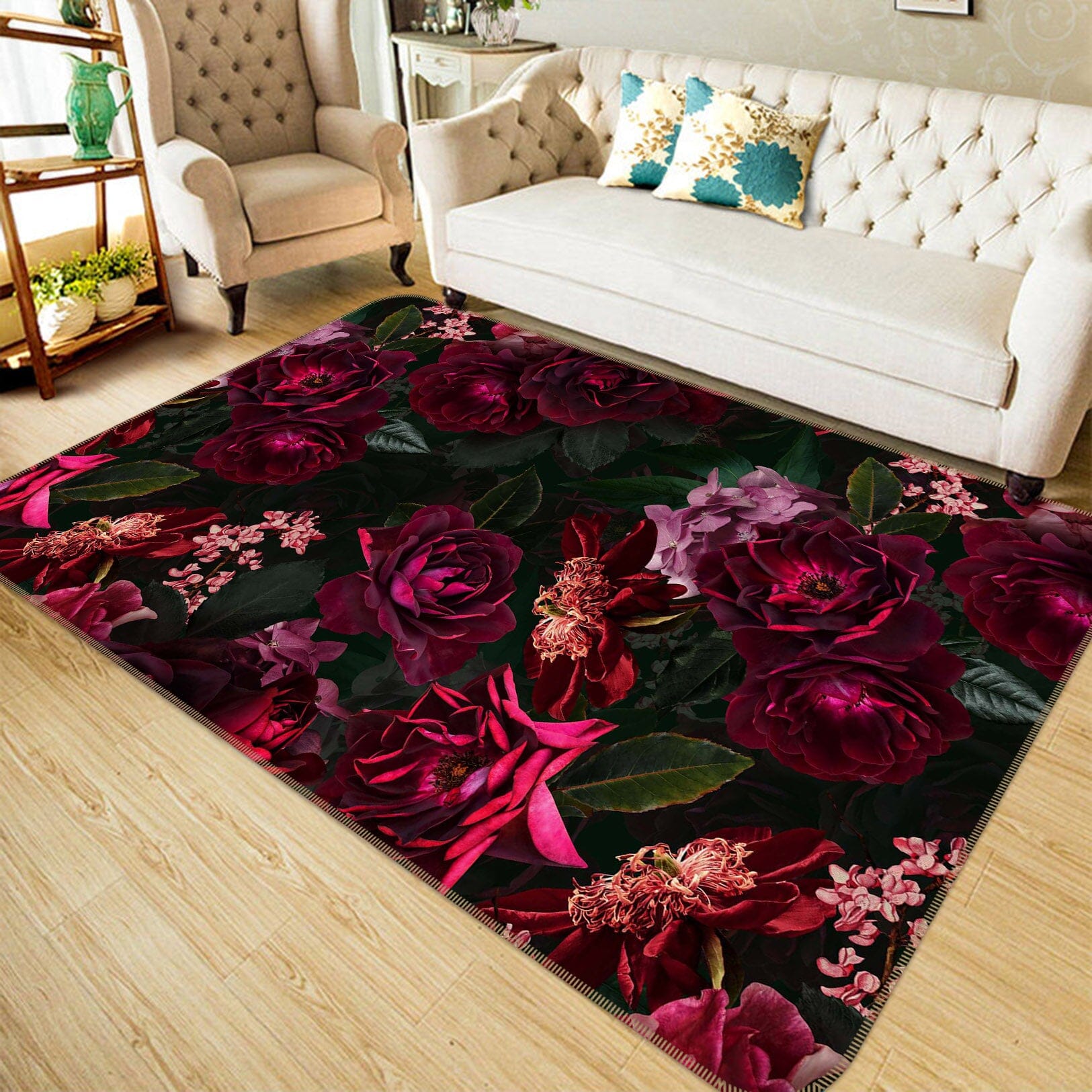3D Purple Flowers 143 Uta Naumann Rug Non Slip Rug Mat Mat AJ Creativity Home
