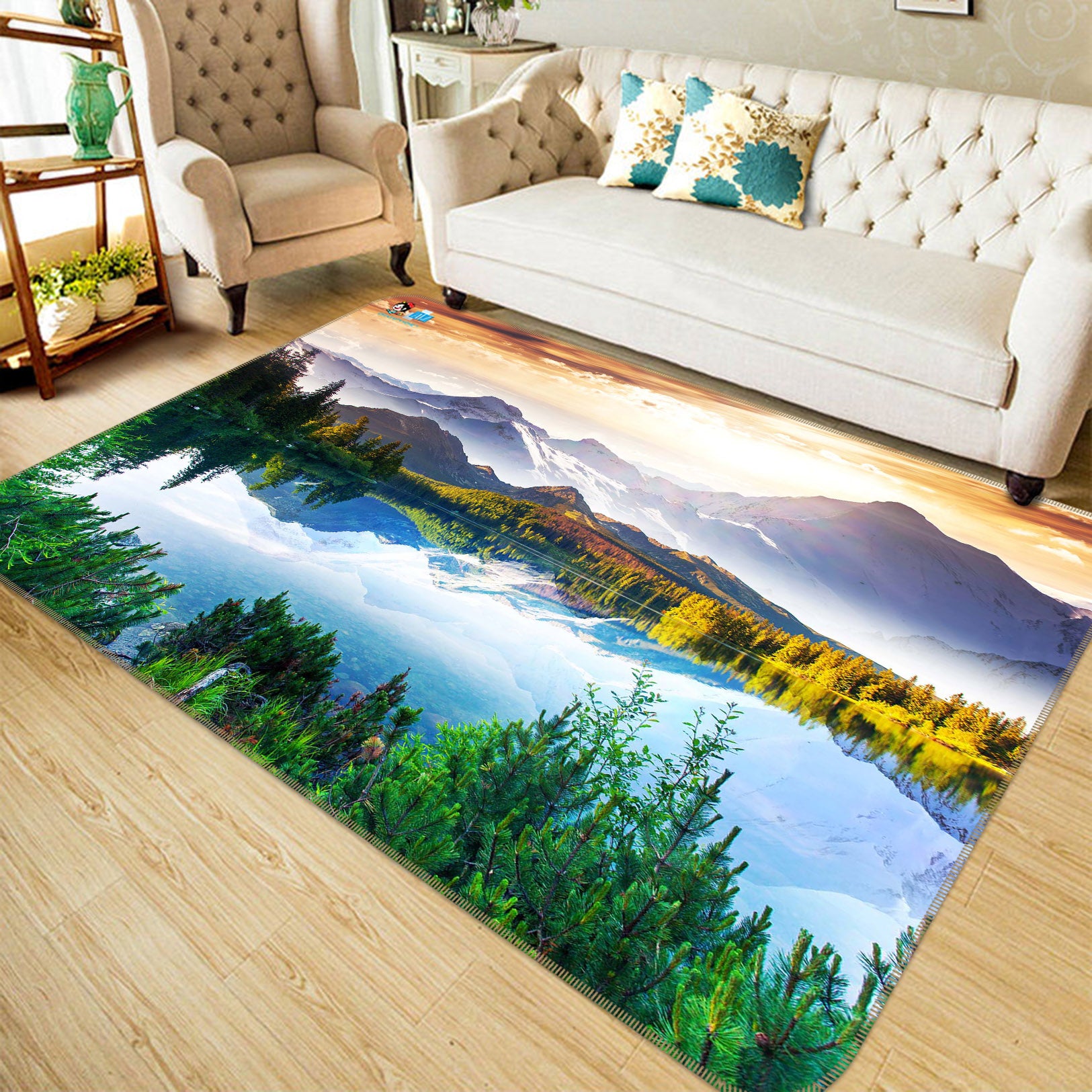 3D Mountains Rivers 66050 Non Slip Rug Mat