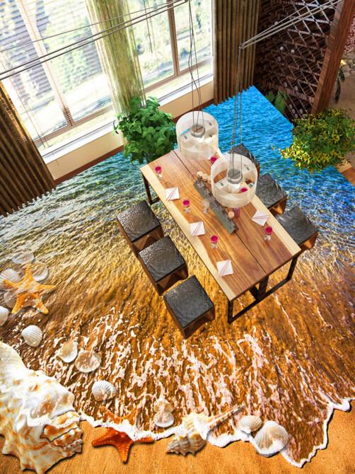 3D Enchanting Beach Floor Mural Wallpaper AJ Wallpaper 2