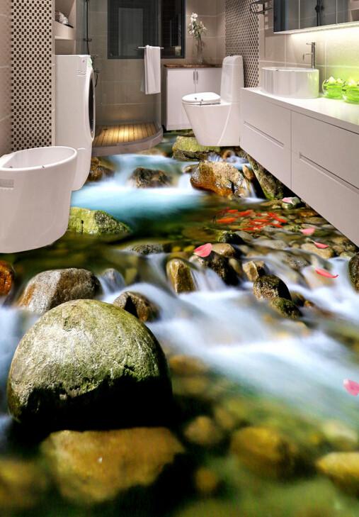 3D River Stones Floor Mural Wallpaper AJ Wallpaper 2