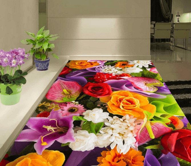 3D Flowers 025 Floor Mural Wallpaper AJ Wallpaper 2