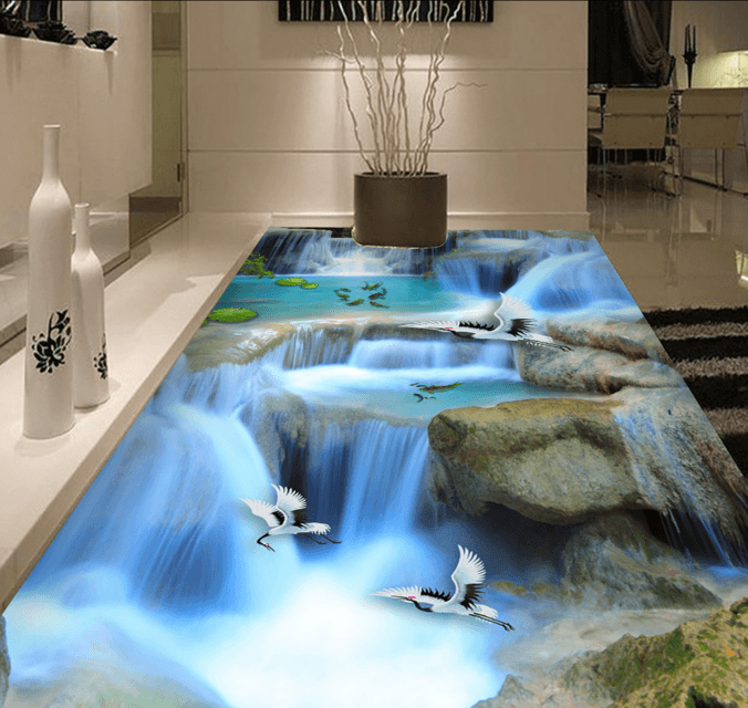 3D Waterfall 029 Floor Mural Wallpaper AJ Wallpaper 2