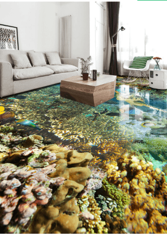 3D Blue Sea 033 Floor Mural Wallpaper AJ Wallpaper 2
