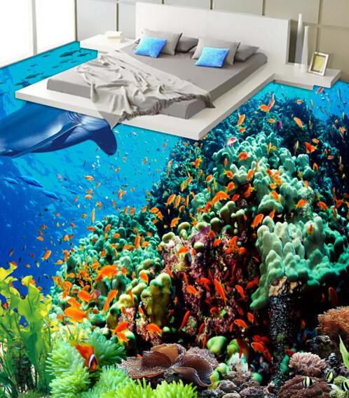3D Colorful Marine Floor Mural Wallpaper AJ Wallpaper 2