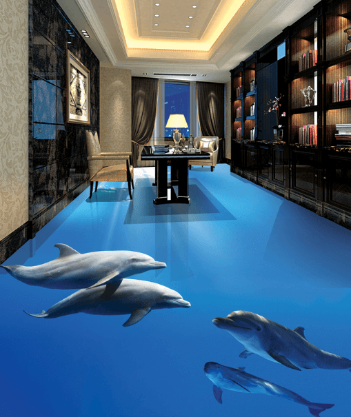 3D Smart Dolphins 077 Floor Mural Wallpaper AJ Wallpaper 2