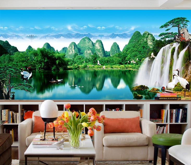 3D Green Plants Hill Lake 274 Wallpaper AJ Wallpaper