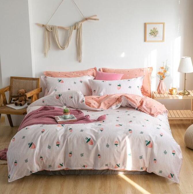3D Pink Strawberry 3008 Bed Pillowcases Quilt